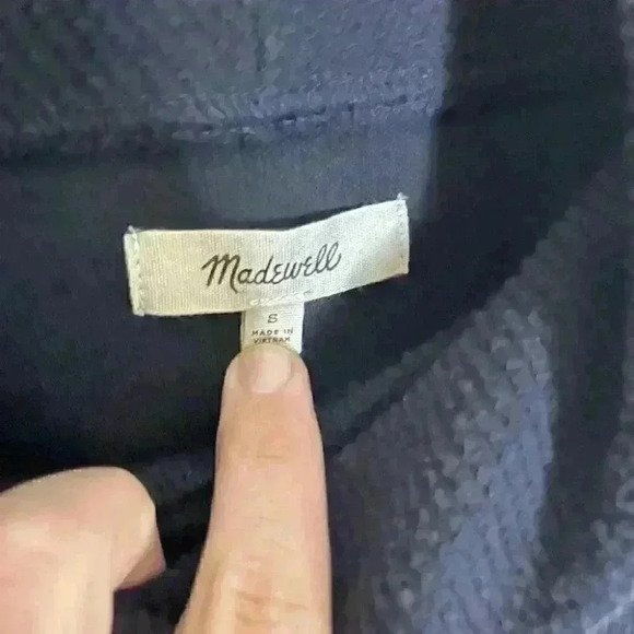 Madewell Navy Mockneck Tie-Cuff Top Size Small - Picture 5 of 7